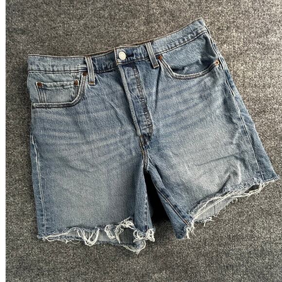 Levi's Pants - Levi’s 501 Women’s W32 14/15 High Rise Cutoff Denim Shorts Raw Frayed Hem Blue
